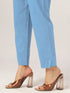 Janasya Women's Light Blue Linen Cotton Solid A-line Co-ord Set