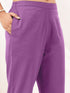 Janasya Women's Purple Cotton Solid Straight Kurta Pant Set