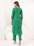 Janasya Women's Green Cotton Solid Straight Kurta Pant Set
