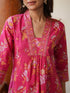 Pink Pure Cotton Floral Printed A-line Kurta Pant Set