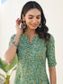 Green Pure Cotton Paisley Printed Straight Kurta Set
