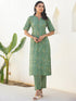 Green Pure Cotton Paisley Printed Straight Kurta Set