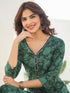 Dark Green Pure Cotton Floral Printed Straight Kurta Pant Set