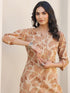Beige Pure Cotton Floral Printed Straight Kurta Pant Set