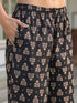 Black Pure Cotton Floral Printed Straight Kurta Set