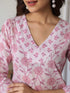 Light Pink Pure Cotton Floral Printed Straight Kurta Pant Set