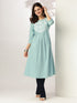Light Blue Pure Cotton Yoke Embroidered A-line Kurta