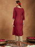 Janasya Women's Maroon Rayon Embroidered Straight Kurta