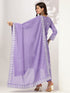 Lavender Pure Cotton Ethnic Motifs Printed A-line Kurta Set