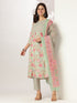 Aqua Pure Cotton Floral Printed A-line Kurta Set