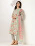 Aqua Pure Cotton Floral Printed A-line Kurta Set