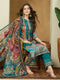 Janasya Women's Teal Blue Cotton Blend Ethnic Motifs Printed Pakistani Style Straight Kurta Set