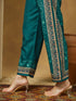 Janasya Women's Teal Blue Cotton Blend Ethnic Motifs Printed Pakistani Style Straight Kurta Set