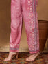 Janasya Women's Pink Cotton Blend Floral Printed Straight Kurta Set