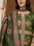 Janasya Women's Mehendi Green Cotton Blend Floral Printed Straight Kurta Set