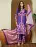 Janasya Women's Purple Cotton Blend Floral Printed Straight Kurta Set