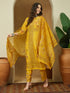 Janasya Women's Yellow Cotton Blend Floral Printed Pakistani Floral Straight Kurta Set