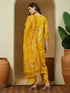 Janasya Women's Yellow Cotton Blend Floral Printed Pakistani Floral Straight Kurta Set