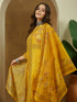 Janasya Women's Yellow Cotton Blend Floral Printed Pakistani Floral Straight Kurta Set