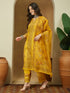 Janasya Women's Yellow Cotton Blend Floral Printed Pakistani Floral Straight Kurta Set