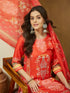 Janasya Women's Orange Cotton Blend Ethnic Motifs Printed Pakistani Straight Kurta Set