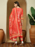 Janasya Women's Orange Cotton Blend Ethnic Motifs Printed Pakistani Straight Kurta Set