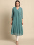 Green Poly Chiffon Self Design Flared Kurta