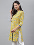 Yellow Cotton Floral Print Empire Tunic