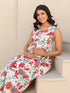 Cream Pure Cotton Floral Printed A-line Maternity Kurta Pant Set