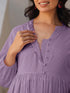 Lavender Dobby Pure Cotton Self Design A-line Maternity Kurta Pant Set