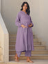 Lavender Dobby Pure Cotton Self Design A-line Maternity Kurta Pant Set