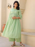 Green Dobby Pure Cotton Self Design A-line Maternity Kurta Pant Set