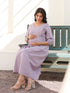 Lavender Pure Cotton Floral Printed A-line Maternity Dress
