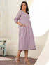 Lavender Pure Cotton Floral Printed A-line Maternity Dress