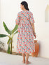Peach Pure Cotton Floral Printed Fit & Flare Maternity Dress