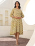 Cream Pure Cotton Floral Printed A-line Maternity Dress