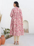 Mauve Pure Cotton Floral Printed Gathered Maternity Kurta