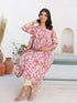 Mauve Pure Cotton Floral Printed Gathered Maternity Kurta