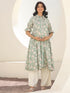 Light Green Pure Cotton Floral Printed A-line Maternity Kurta