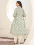 Light Green Pure Cotton Floral Printed A-line Maternity Kurta