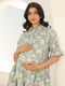 Light Green Pure Cotton Floral Printed A-line Maternity Kurta