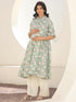 Light Green Pure Cotton Floral Printed A-line Maternity Kurta
