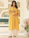 Yellow Pure Cotton Floral Printed Empire Maternity Kurta