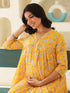 Yellow Pure Cotton Floral Printed Empire Maternity Kurta