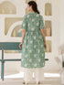 Sage Green Pure Cotton Floral Printed A-line Maternity Kurta