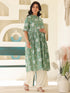 Sage Green Pure Cotton Floral Printed A-line Maternity Kurta