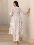 White Pure Cotton Floral Printed A-line Maternity Kurta