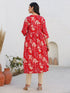 Red Pure Cotton Floral Printed A-line Maternity Kurta