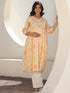 Off White Pure Cotton Floral Printed A-line Maternity Kurta