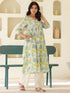 Off White Pure Cotton Floral Printed A-line Maternity Kurta